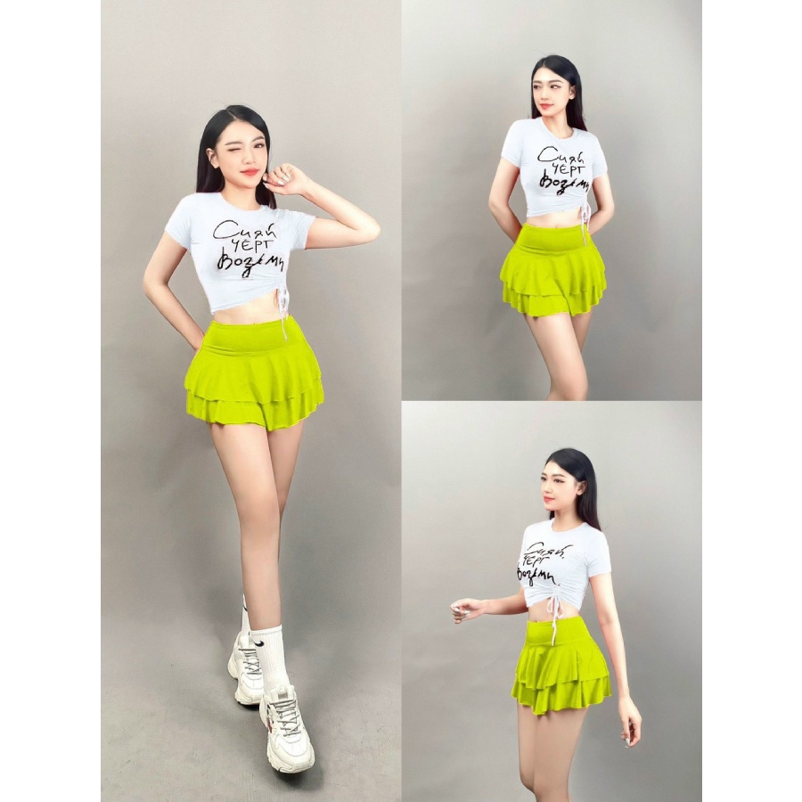 Áo tập gym yoga aerobic nữ croptop dây chữ xinh xắn