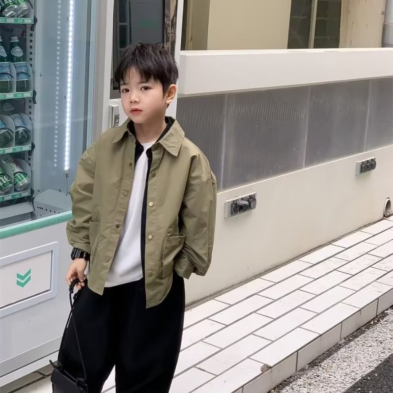 AMILA Áo Sơ Mi Tay Dài Thời Trang Mùa Thu Cho Bé Trai Trung Niên  áo khoác bé trai