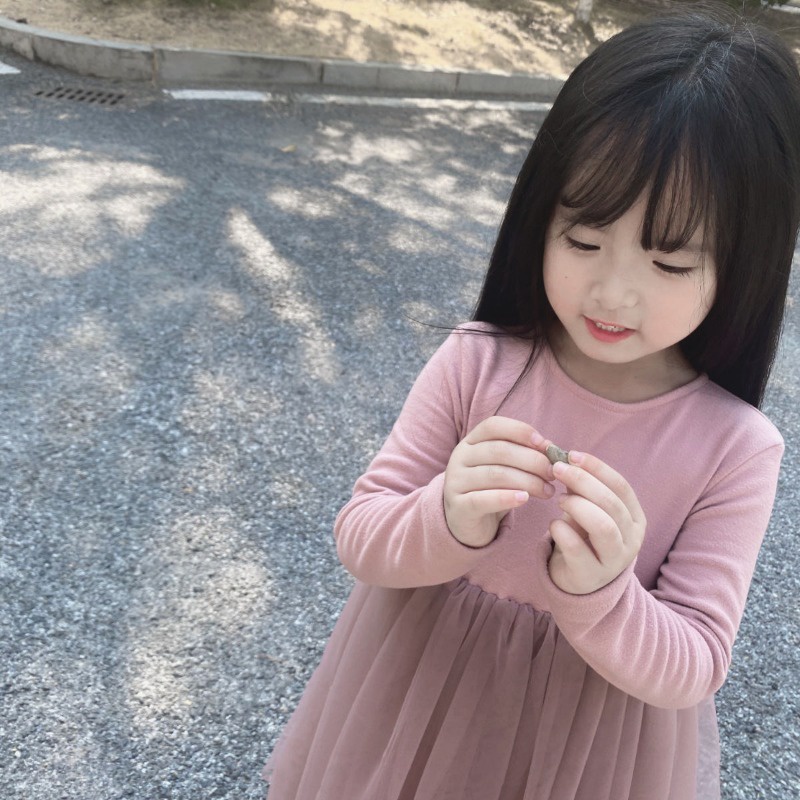 Đầm Công Chúa Tay Dài Vải Tuyn Mềm Thân Thiện Với Da Thời Trang Xuân Thu Cho Bé Gái