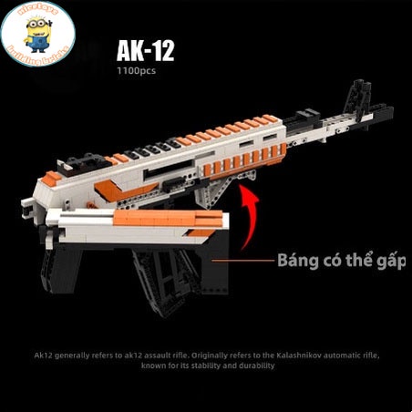 Thanh lí Đồ Chơi Lắp Ráp Kiểu , Free Fire Mô Hình Rifle AK12 ASSIMOV Và AK12 Black  Model.KV003 có tặng xe