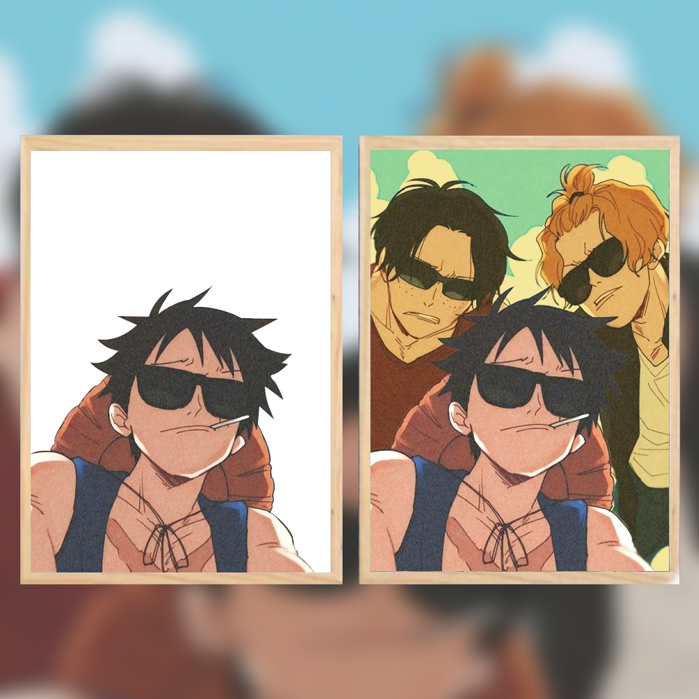 Tranh đèn led 3D ánh sáng đổi màu Luffy Gear 5 Ace Sabo One Piece Anime Manga Quote We have to live a lift of no regrets