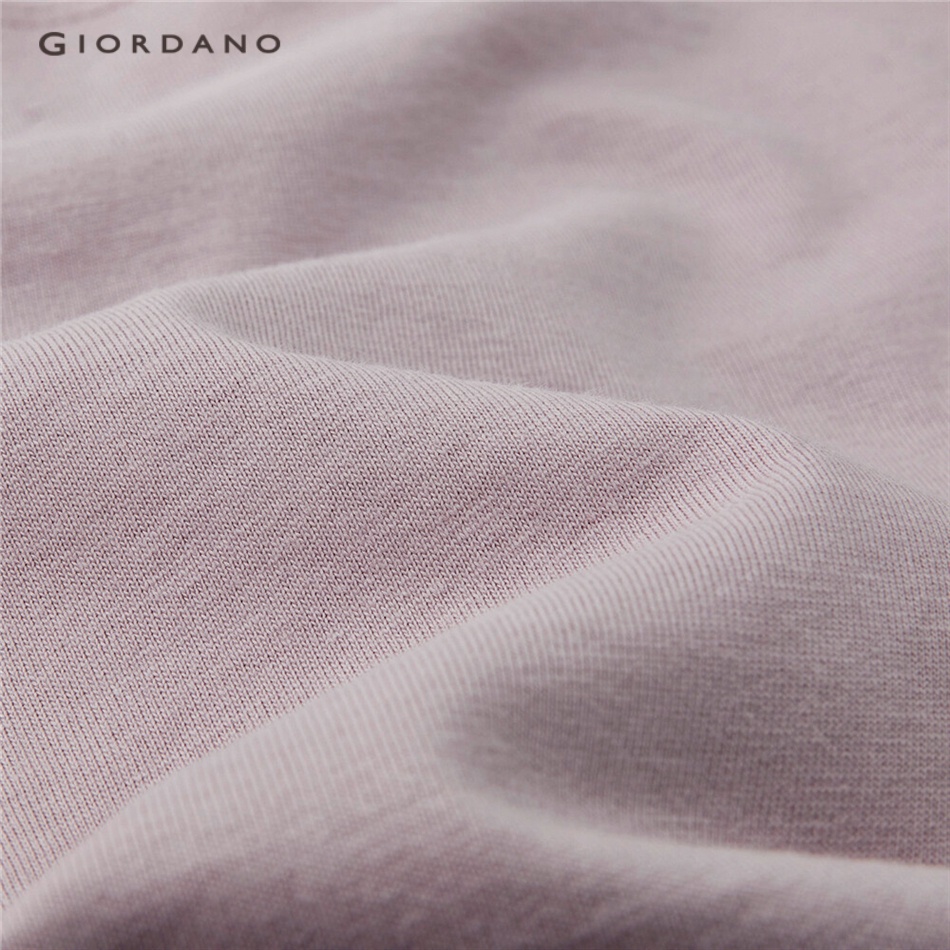 Áo thun GIORDANO 13322882 tay dài cổ tròn màu trơn vải cotton 100% phong cách trẻ trung thường ngày cho nữ