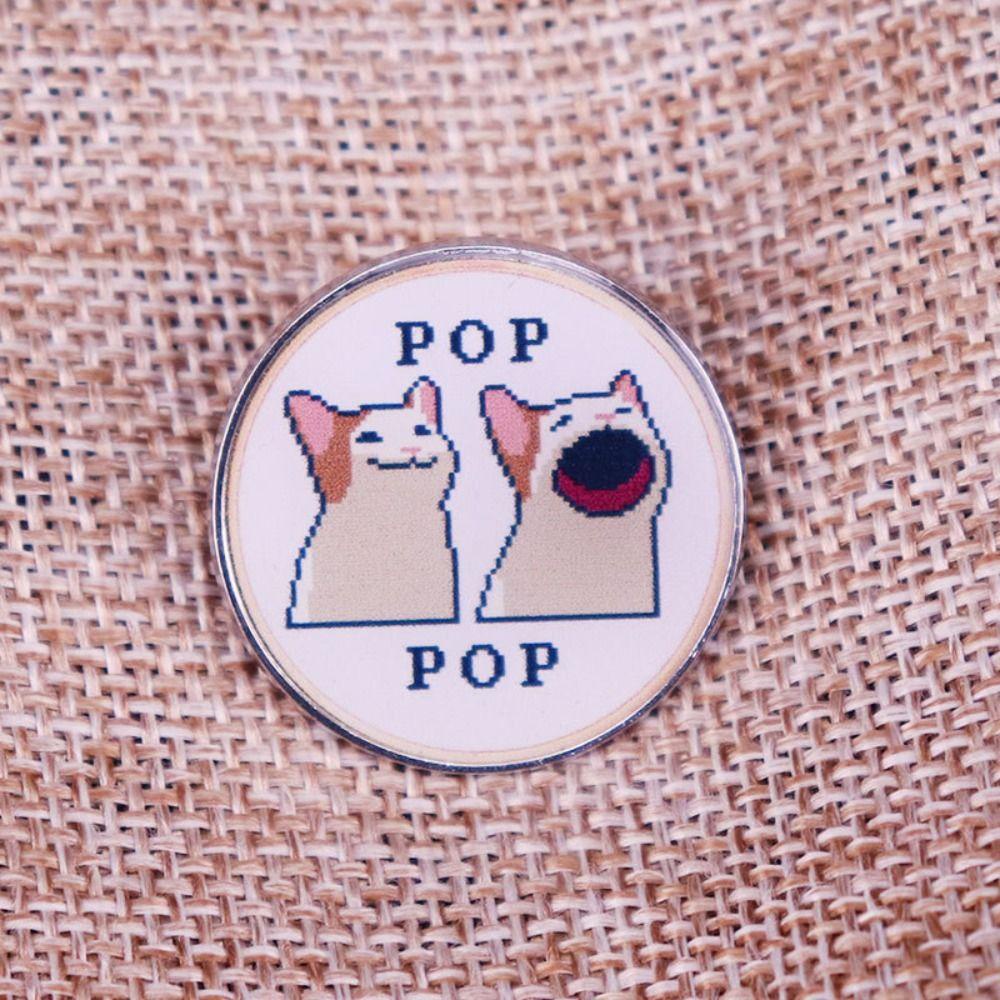 Augustina popcat Menemel pin Móc Khóa acrylic Mặt Mèo Vui Nhộn Sáng Tạo Thời Trang unisex