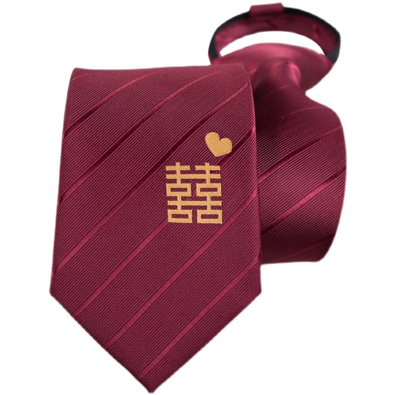 Cà Vạt Thêu Họa Tiết Màu Đỏ Rượu Vang 8cm Thời Trang Cho Chú Rể