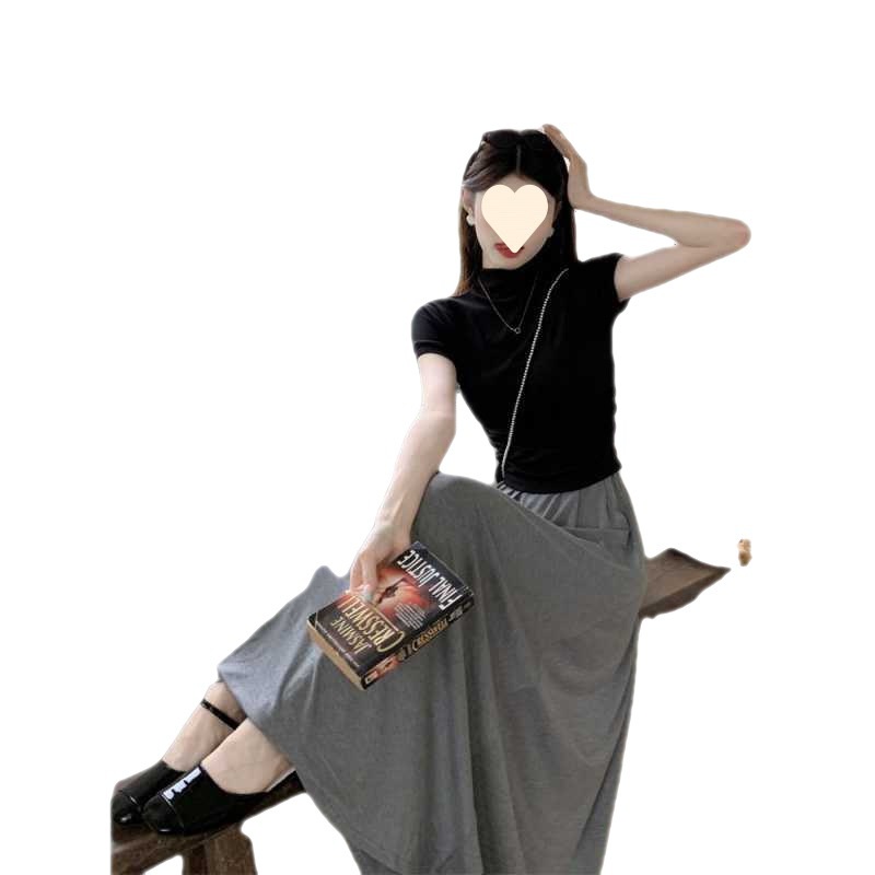Chân Váy Đen Dáng Chữ a Dài Tới Mắt Cá Chân Kiểu Pháp Thời Trang Mùa Hè Cho Nữ