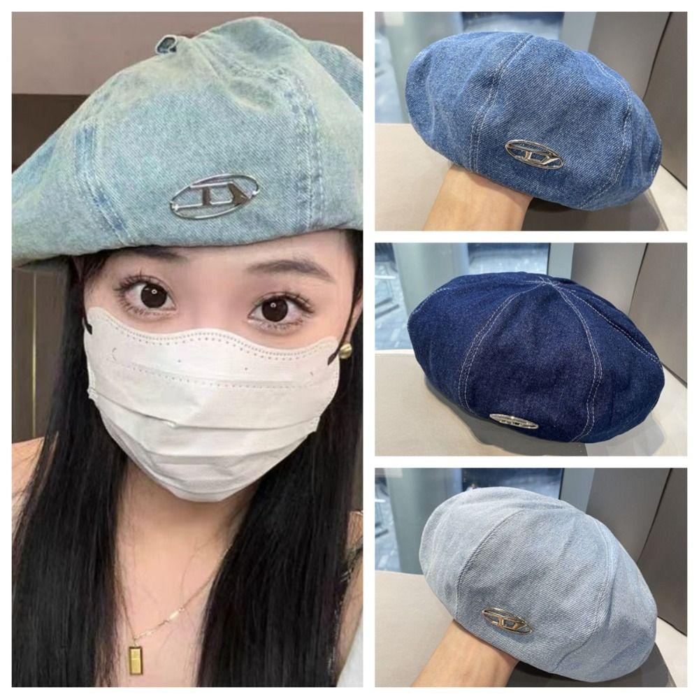 Mũ Nồi denim y2k In Chữ Phong Cách harajuku Hàn Quốc Cho Nữ