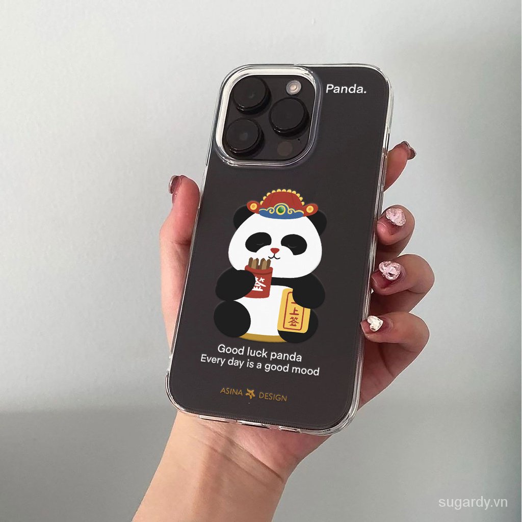Ốp Điện Thoại Trong Suốt In Hình Gấu Trúc Cho iphone 15pro 15promax 14promax 13promax 11promax 15 14 13 12 11 pro max xr x xsmax 7 8 plus