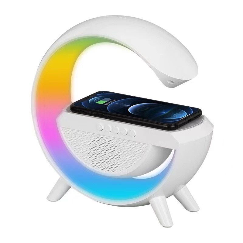 Loa BLUETOOTH chữ G tích điện thông minh, tích hợp đèn led RGB và sạc không dây nghe nhạc hay âm thanh chuẩn