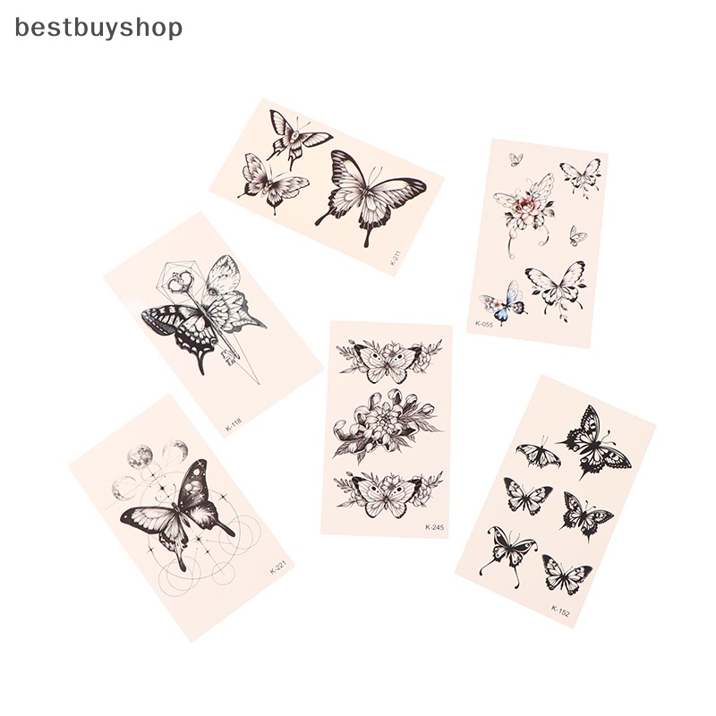 1 Tấm Hình Xăm Dán Tạm Thời Hình Hoa Bướm 3d Chống Nước Mới