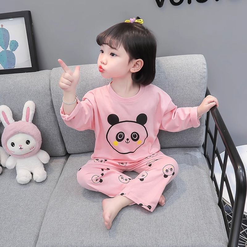 Bộ Đồ Ngủ Tay Dài In Họa Tiết Hoạt Hình Dễ Thương Thời Trang Xuân Thu Cho Bé Gái