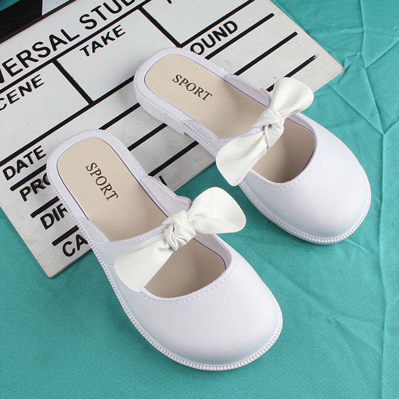 Dép Sandal Xỏ Ngón Đính Nơ Màu Trơn Thời Trang Cho Nữ