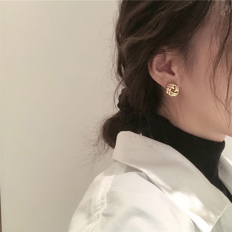 Bông Tai Mạ Bạc 925 Hình Tròn Xoắn Ốc Dễ Thương