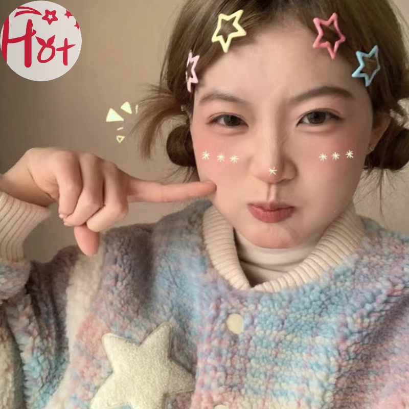 Set 5 Kẹp Tóc Kim Loại Hình Ngôi Sao Năm Cánh Nhiều Màu Sắc Ngọt Ngào Cho Bé vn