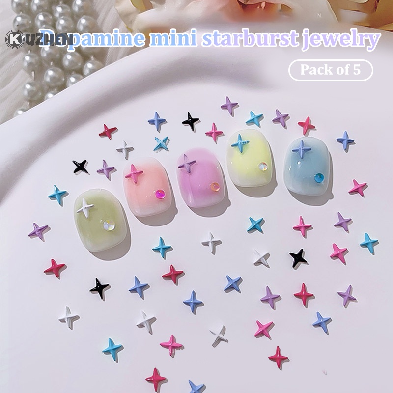 Set 5 Ngôi Sao 3d mini Bằng Hợp Kim 4 Màu Dùng Trang Trí Móng Tay Nghệ Thuật