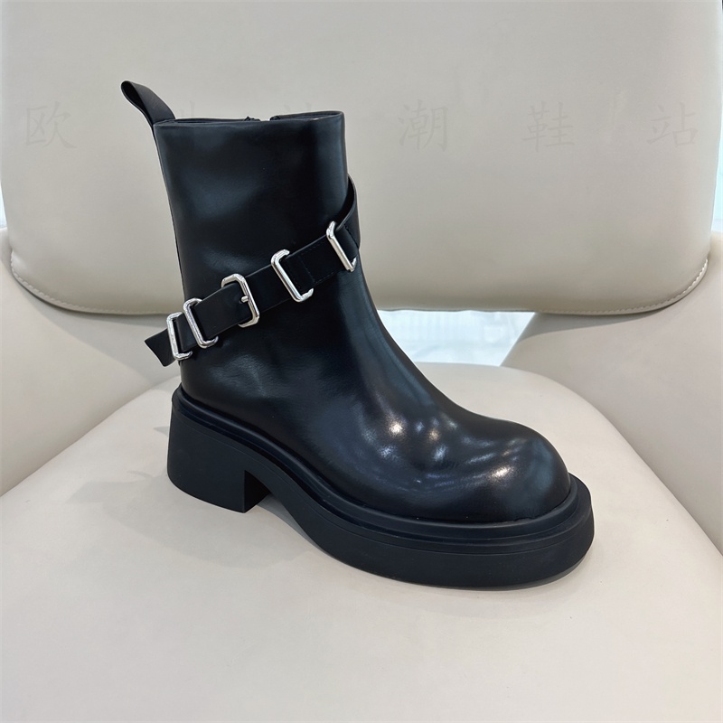 Giày Bốt martin Đế Dày Có Khóa Kéo Bên Hông Phong Cách Anh Quốc Thời Trang Mùa Thu Mới 2023