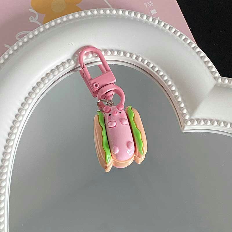 Hoạt Hình Móc Khóa Hình Bánh hamburger / Heo / Kẹo / Gà Đáng Yêu Cho Nữ