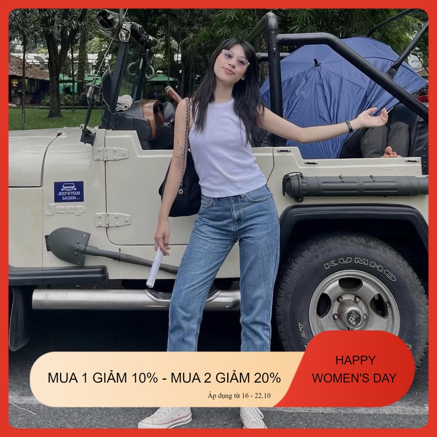 TheBlueTshirt - Quần Jeans Ống Suông Nữ Màu Xanh Nhạt - On Way Jeans - Indigo Daze Wash