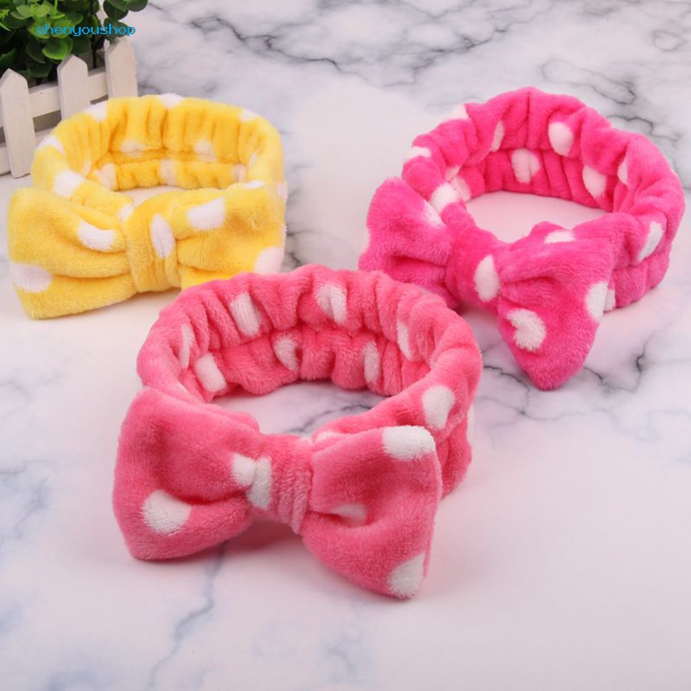 Băng Đô Nơ Lớn Bằng Lông Cừu San Hô Co Giãn Dễ Thương Dành Cho Nữ Rửa Mặt / Rửa Mặt
