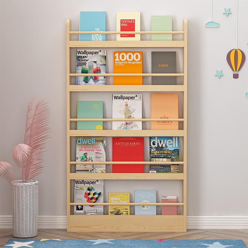 Fengyuan kệ sách bằng gỗ nguyên khối tại nhà giá sách tranh mẫu giáo giá đựng sách siêu mỏng đơn giả