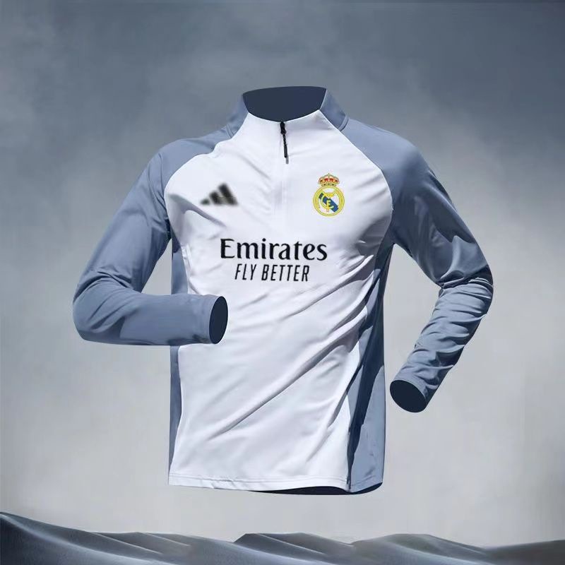Set Đồ Thể Thao Dài Tay Có Khóa Kéo In Số 24 royal madrid Mau Khô Thời Trang Cho Nam