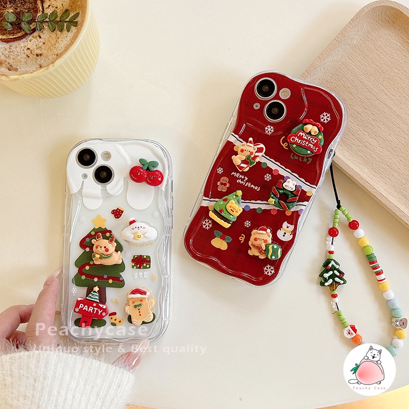 Ốp Điện Thoại tpu Mềm Chống Sốc Gắn Dây Xích Hình Cây Thông Giáng Sinh 3d Cho iphone 15 14 13 12 pro max 11 15promax 15pro