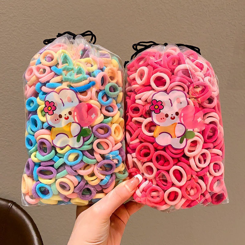 Set 300 Dây Buộc Tóc Co Giãn Nhiều Màu Sắc Chất Lượng Cao Cho Bé