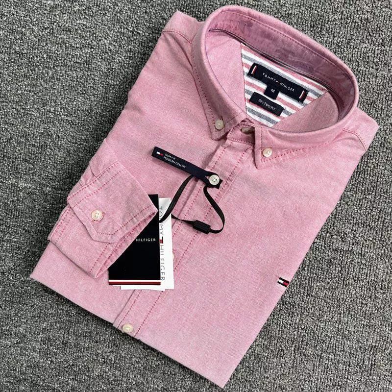 ❤❤❤❤tommy hilfiger long sleeve solid color classic brand shirt men's casual fashion all-match handsome shirt
