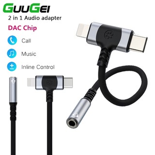 Guugei cáp chuyển đổi âm thanh type c sang jack cắm 3.5mm 2 trong 1 type c và cổng 3.5mm cho điện thoại laptop