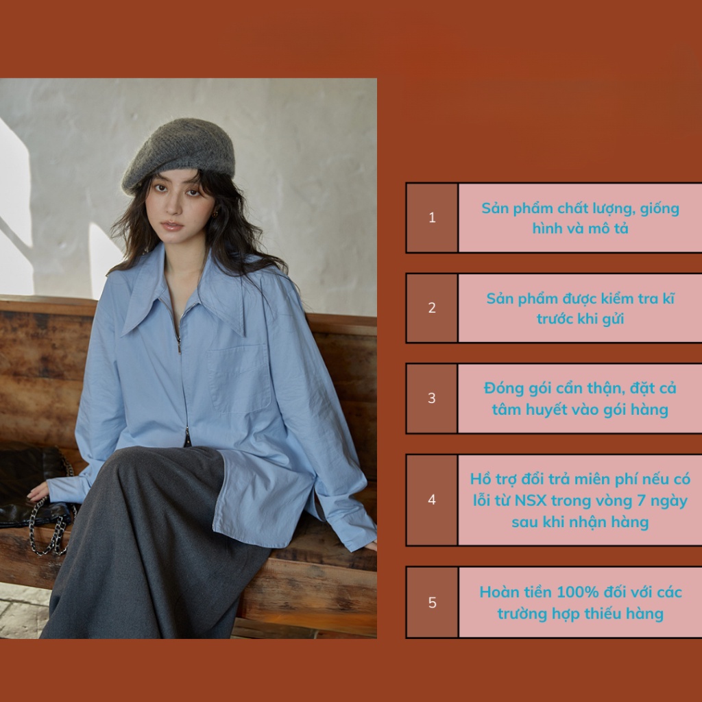 Áo Sơ Mi Tay Dài Có Khóa Kéo Kiểu Dáng Mới Dành Cho Nữ