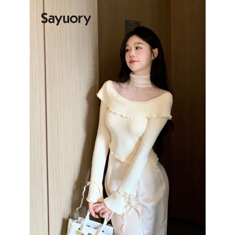 Áo sweater Dệt Kim Phối Lưới Thời Trang Cho Nữ 2023