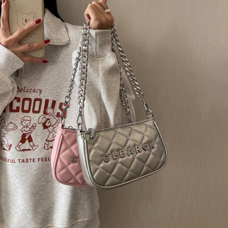 Olang Túi đeo dưới cánh tay Vuông Nhỏ Thêu Họa Tiết Hình Thoi Thời Trang Cho Nữ