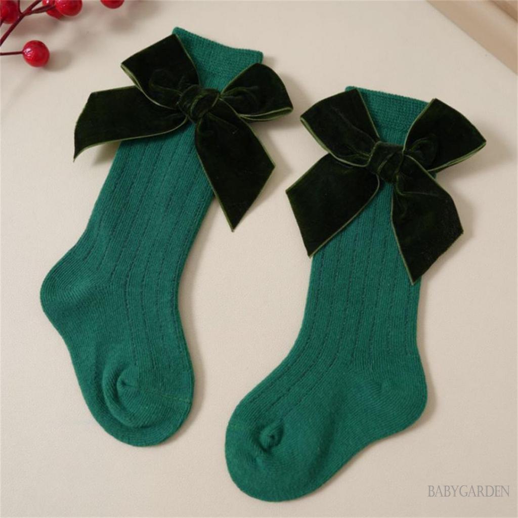 Vớ Dài Mềm Đính Nơ Trang Trí Giáng Sinh Dễ Thương Cho Bé Gái Từ 0-4 Tuổi