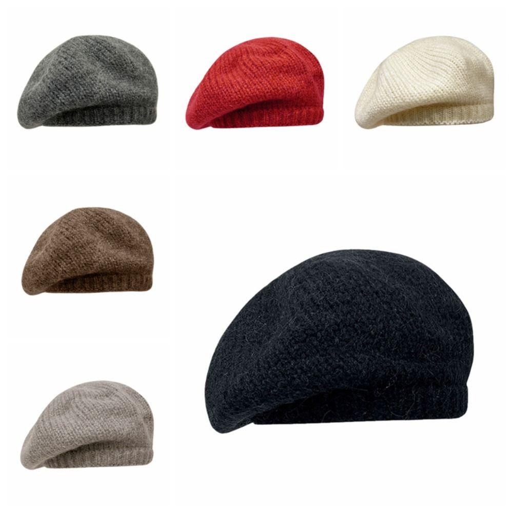 Jeniferdz Mũ beret Dệt Kim Lông Cừu Mềm Mại Phong Cách harajuku Nhật Bản Đường Phố