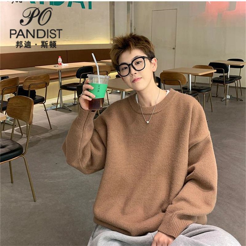 Bangdiston Áo sweater Màu Trơn Phong Cách hong kong Thời Trang Mùa Đông Cho Nam