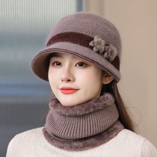 Mũ Len Lông Thỏ Dày Dặn Giữ Ấm Mùa Đông Cho Phụ Nữ Trung Niên