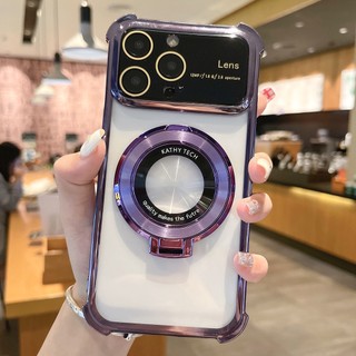 Ốp điện thoại mềm trong suốt có giá đỡ nam châm 6d cho iphone 15 pro max 11 12 13 14 pro max