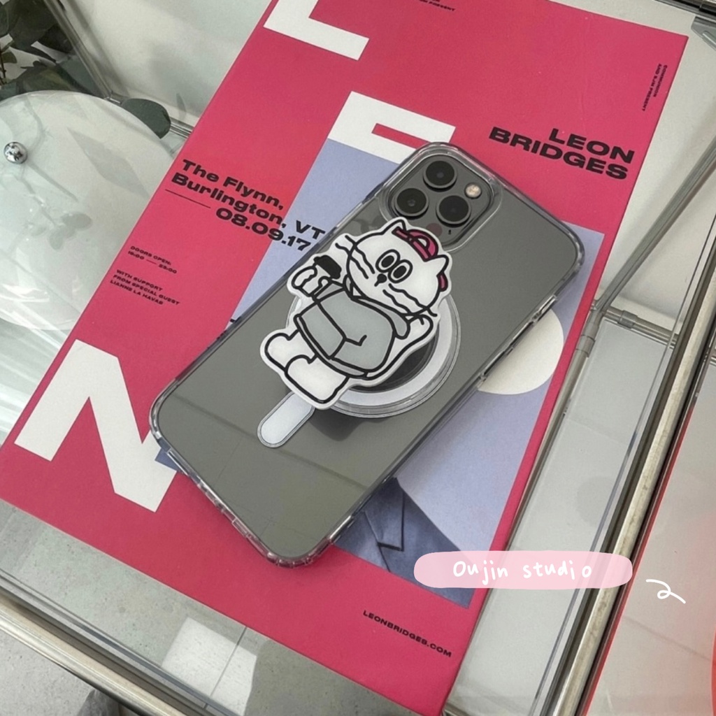 Miếng Dán Đỡ Điện Thoại Từ Tính Không Dây Hình Mèo Dễ Thương Có Thể Thu Vào