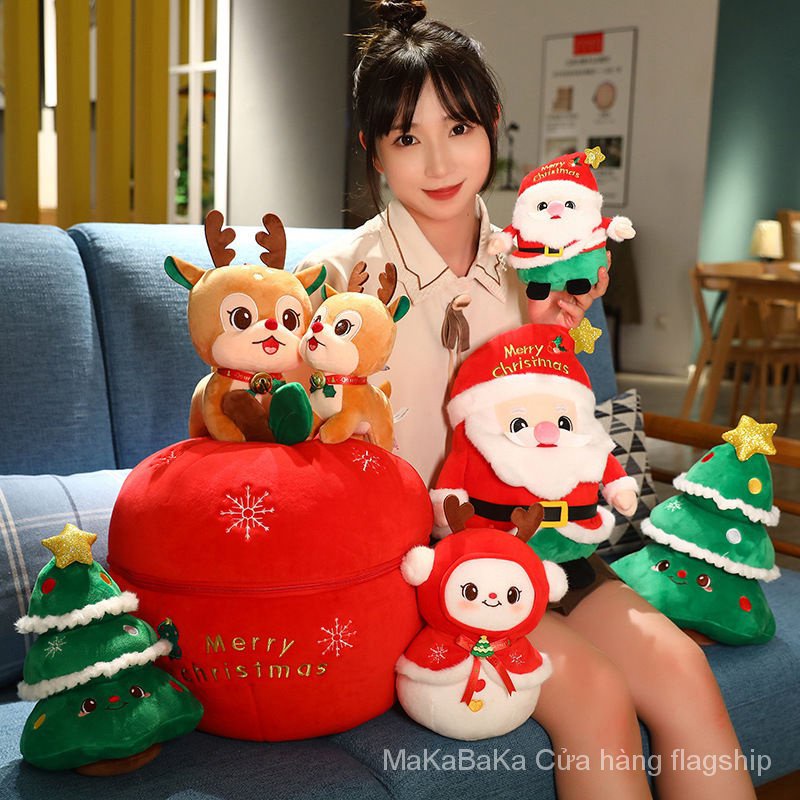 Búp Bê Nhồi Bông Hình Ông Già Noel Và Quả Táo Dễ Thương