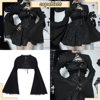 Áo Croptop Tay Dài Phối Ren Hoa Phong Cách gothic