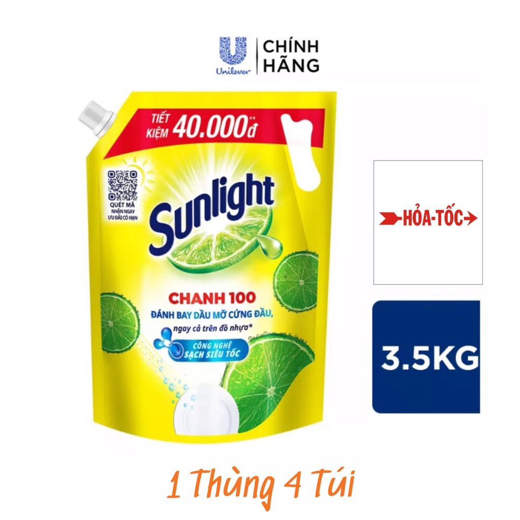 Nước Rửa Chén Sunlight Chanh 3.5kg ( Túi Khủng )