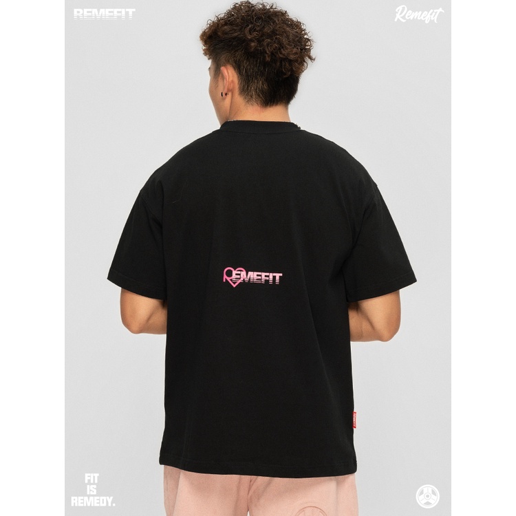 R remefit Áo Thun Thể Thao cotton Tay Ngắn Dáng Rộng In Chữ barbie Màu Trơn Thời Trang Cho Nam Và Nữ