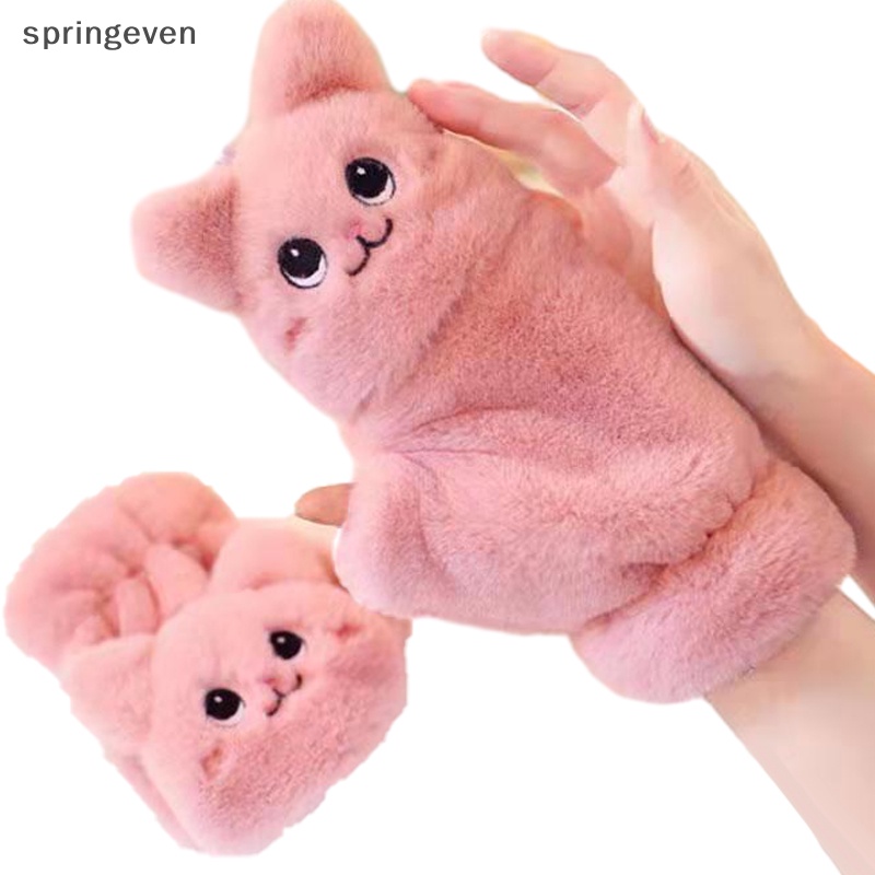 Găng Tay Lông Thỏ Mềm Mại Dày Dặn Ấm Áp Không Ngón Tay Nửa Ngón Dễ Thương Cho Nữ