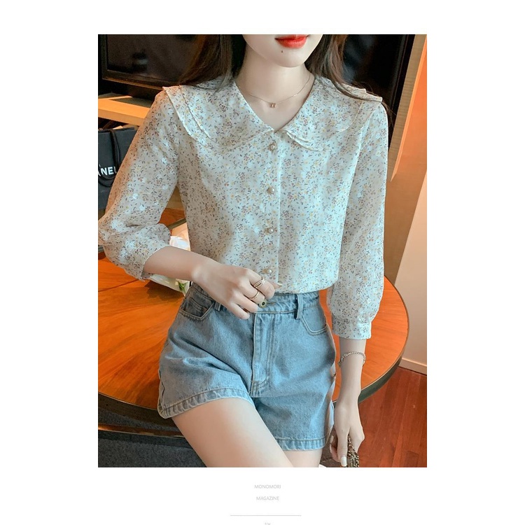 Plus Áo chiffon Nữ Tay Ngắn In Hoa Thời Trang Mùa Hè
