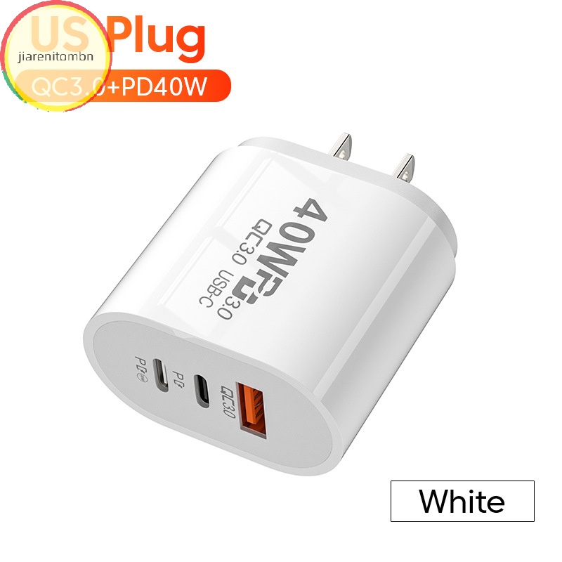 Jiarenitombn Đầu Sạc Nhanh usb c 3 Cổng type c 40w Cho samsung xiaomi iphone qc3.0 vn