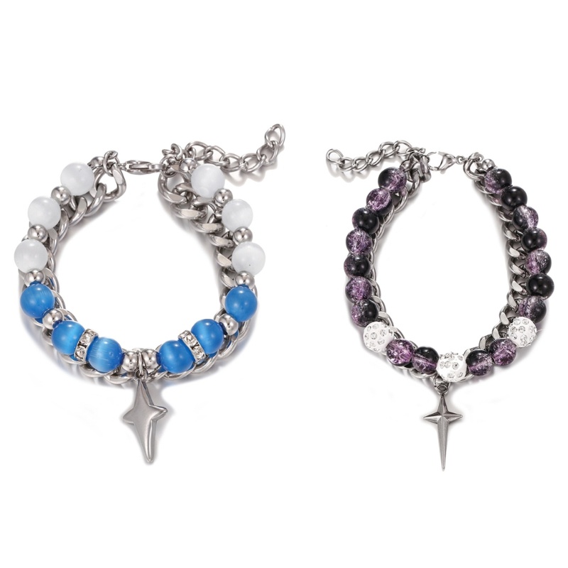 Inf Vòng Tay Chuỗi Hạt Hai Lớp Hình Ngôi Sao Đơn Giản Có Thể Điều Chỉnh Được Thời Trang Dành Cho Cặp Đôi