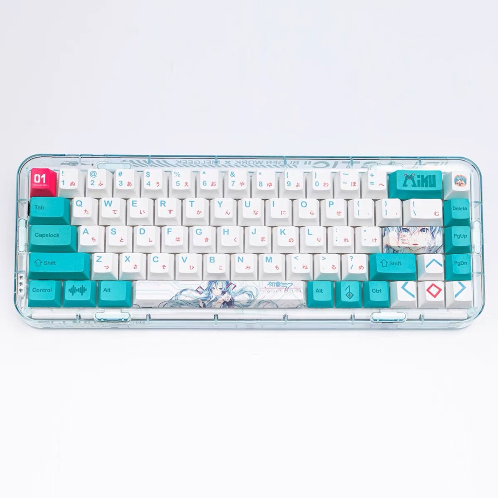 Keycap chủ đề Hatsune Miku miku, keycaps 141 phím, chiều cao CHERRY, thăng hoa PBT, phù hợp với bàn phím phím 87/68/84/104/108 ​