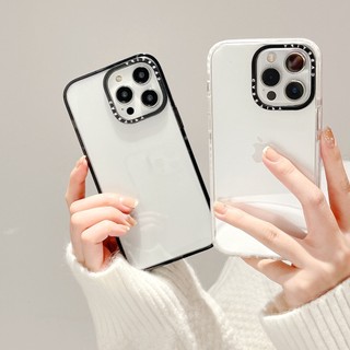 Ốp điện thoại trong suốt màu trắng đen cho iPhone 16 15 14 13 12 11 Pro Max Plus, Vỏ bảo vệ cứng