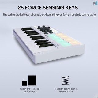 Professional M-VAVE 25-Key MIDI Control Keyboard - Mini USB Controller with RGB Backlit Pads and Knobs - Perfect for Studio Recording and Live Gigs