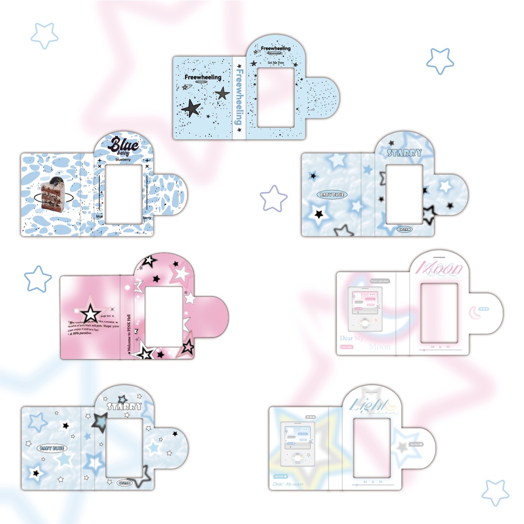 Galicici ins Ví Đựng Thẻ Nhỏ 3-inch Họa Tiết Ngôi Sao Năm Cánh Cá Tính Ngọt Ngào Cho Nữ