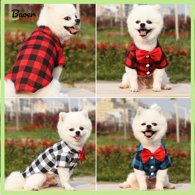 Áo Sơ Mi Họa Tiết Kẻ Sọc Dễ Thương Dành Cho Cún Cưng 100%